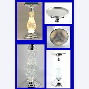 SILVER SWIRL CANDLE STICK 3~WICK HOLDER $FINAL